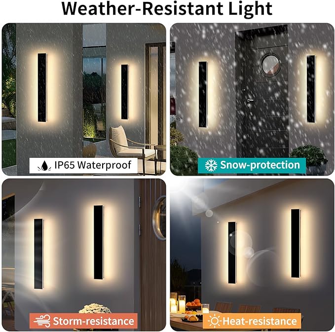 Mikeru 23.6inch Outdoor Wall Light Fixtures, 3000k Exterior Wall Sconces, Acrylic Invisible Outdoor Lights for Porch Modern Long LED Wall Light for House Courtyard Balcony Porch Patio Garage