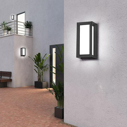 Outdoor Light Fixtures Wall Mount 2 Pack, 3 Colors & Dimmable, Exterior Wall Lights for House, Front Porch & Patio (Rectangle)