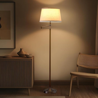 Brightech Caden LED Floor Lamp - Tall Standing Lamp with Swing Arm for Living Rooms & Offices - Industrial Bronze