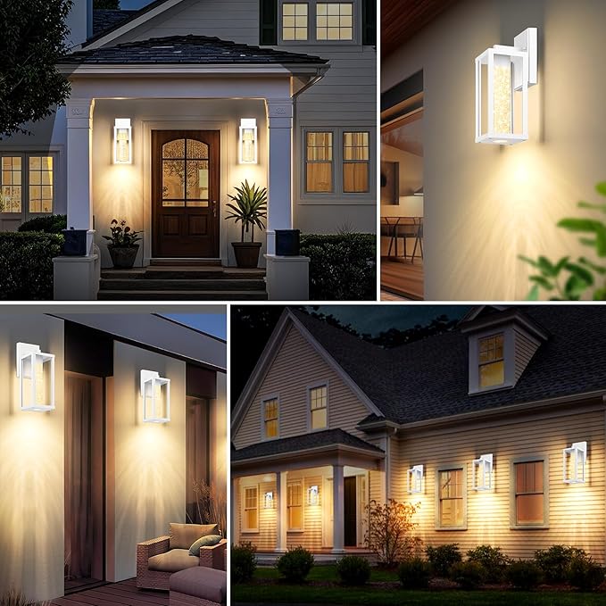 2-Pack Outdoor Wall Light Fixture, Exterior Waterproof Wall Lantern Sconce with Crystal Bubble Glass, Anti-Rust Modern POutside Lighting for Porch, House, Patio, Garage, Entryway