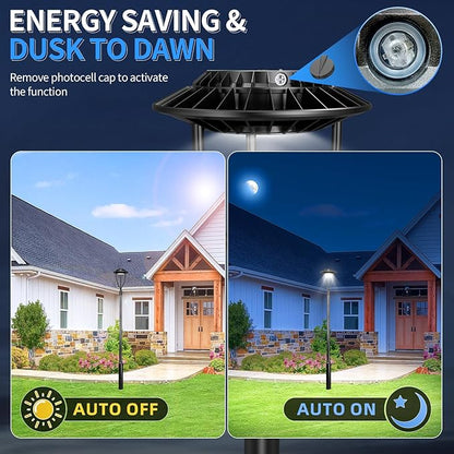 ADUB LED Post Top Light 80W 60W 48W, 3000K 4000K 5000K Adjustable LED Post Light with Photocell, ETL DLC Listed Outdoor Pole Fixture, IP65 Commercial Post Lighting for Parking lot Yard, AC100-277V