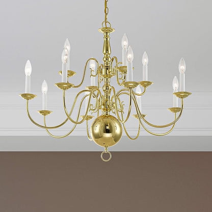 Livex Lighting 5014-02 Williamsburgh 12-Light Chandelier, Polished Brass