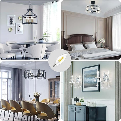 Depuley LED Light Bulbs E12: Candelabra Candle Light Bulb 4W Equivalent 40W Incandescent - LED Chandelier Light Bulbs 5000K Daylight - C35 Clear Filament Bulb E12 Base 500 LM 90+ CRI 12 Pack