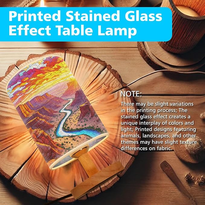 Red Canyon in The Wild West Table Lamp LED 3-Color Pressed Bedside, Red Canyon in The Wild West Shade Lamp with Wood Base for Bedroom Living Room Desk Office TL01