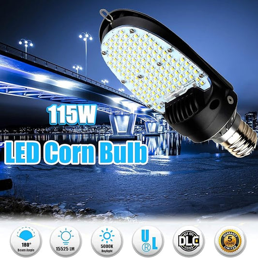 115W LED Shoebox Corn Retrofit Lamps, 5000K 15525LM Shoebox Corn Light Bulb(500W MH Equiv.) Rotatable E39 Mogul Base, 180° LED Paddle Bulb for Retrofitting Parking Lot Street Lighting (8-Pack)