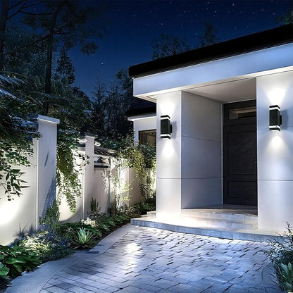 Dusk to Dawn Motion Sensor Porch Light with 3 Lighting Modes, Modern Up Down Wall Sconce with GU10 Bulbs, Heavy Aluminum Exterior Light Fixtures for Entryway, Patio, Garage,ETL Listed