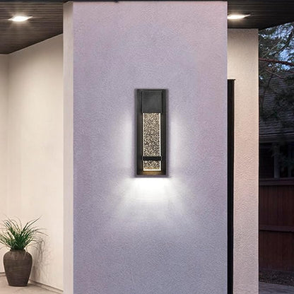 Modern LED Outdoor Wall Sconce, 13.8'' Black Exterior Wall Light Fixture with Crystal Bubble Glass, Hardwired Outdoor Light for Porch, Patio, Garage, Coach Lights, Waterproof Wall Mount Sconce