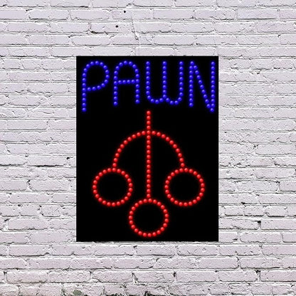 LED Pawn Sign for Retail Business Displays |Advertising Electronic Light Up Sign for Windows Walls | 26"H x 20"W x 2"D
