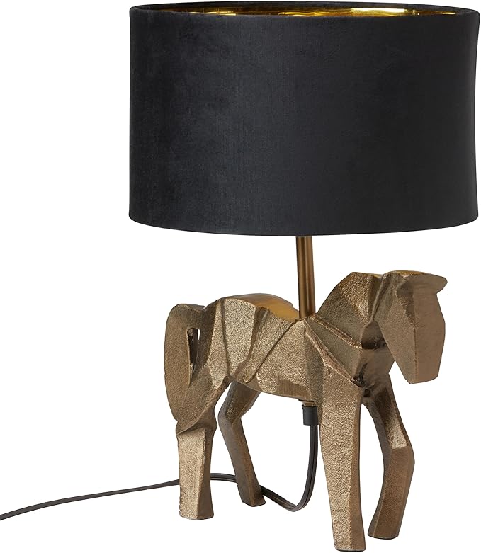 RIVER OF GOODS 17.75 H Gold Origami Horse Base Table Lamp with Black Drum Shade