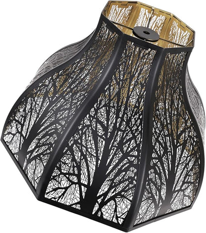 Metal Black and Gold lamp shades for floor lamps for bedroom or living room, 8-petal lotus lamp shape drum lamp shades, corner floor fan lamp with spider fitter (5.32" top x 13" bottom x 9.5" high)