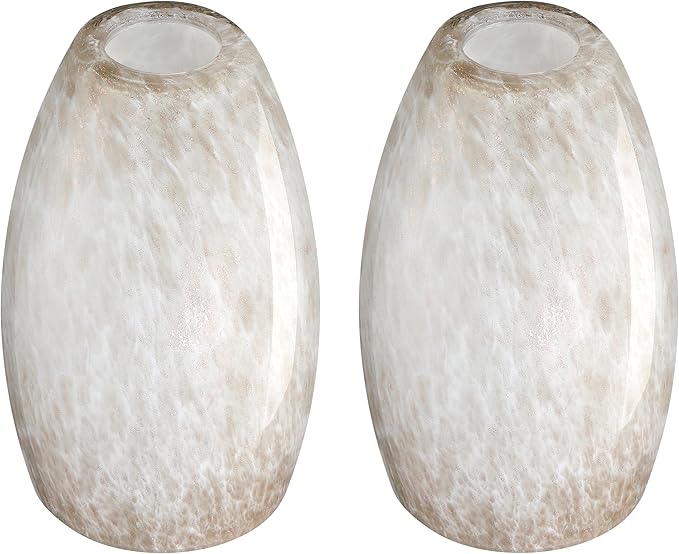 2 Pack 4.65 Inch Handblow Art Off White Glass Lamp Shade Pendant Ceiling Chandelier Wall Sconce Light Replacement Oval Glass Shade Fixture