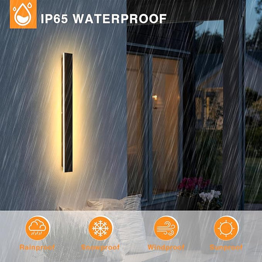 Modern Outdoor Wall Lights 39.4" LED 3000K Outdoor Wall Light for House Exterior Wall Garage Entrance Lighting Fixtures IP65 Waterproof Long Strip Wall Sconces for Doorway Patio Passage