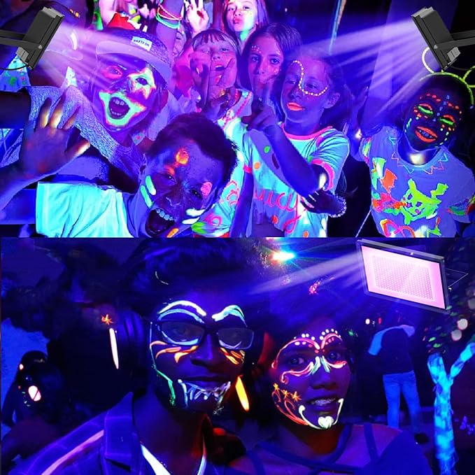 Black Lights 500W LED Black Lights Flood Light with Plug(6ft Cable) for Blacklight Party, Body Paint, Aquarium,Fluorescent Poster, Stage Lighting, Neon Glow in The Dark Night - 2 Pack