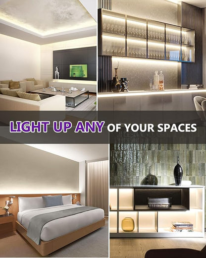 HitLights COB LED Strip Lights Neutral White 4000K,16.4ft Premium High Density 24V Tape Light, 2560LEDs, 350+ LM/FT, CRI 90+, IP30, Lighting for Kitchen, Cabinets, UL Listed(Power Source Not Included)