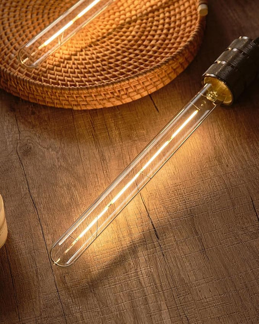 LED Tubular Light Bulbs,E26 Dimmable Long Led Bulbs,6W Equal 60 Watt, 3000K Soft White,11.8in Led Edison Tube Bulb,T10 Clear Glass Cover,6Pack.