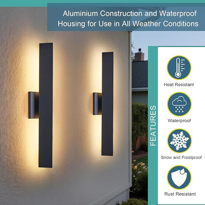Modern Outdoor Porch Light Patio Lamp in 20W 3000K Integrated LED with Aluminum Triangle & Frosted Glass, IP65 Waterproof Wall Sconce,2 Pack(Textured Black),Can Installed in Any Direction.