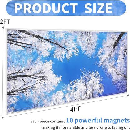 2pcs Fluorescent Light Covers - Light Covers for Ceiling Lights Classroom, Magnetic Light Filters for Office, Hospitals, Home 4 x 2 Feet (winter)