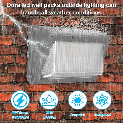 120W LED Wall Pack Light,Outside Exterior Lighting with Anti-Yellowing Glass Lens Dusk to Dawn 18000LM 5000K IP66 100-277V Commercial Security Light for Yard/Factory/Parking Lot,5-Year Warranty