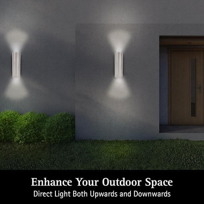Ultralux 12 Inch Modern LED Up and Down Wall Light, Outdoor Wall Sconce Front Door Light Fixture, 2000 Lumen Outdoor Sconce 30 Watt Outside Lights For House 4000K Brushed Nickel Exterior Light Fixture
