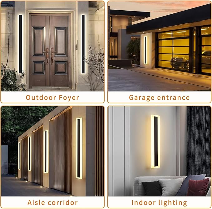 Mikeru 2pack 57inch Long LED Wall Light Fixtures, 3000K Modern Outdoor Lights Exterior for House Ip65 Waterproof Rust Outdoor Light Fixtures Hardwire Wall Mount Exterior Lighting for Shop,Garage