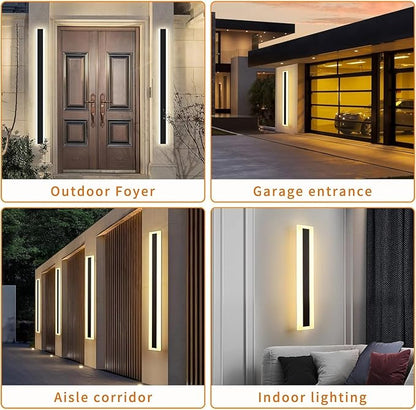 Mikeru 2pack 57inch Long LED Wall Light Fixtures, 3000K Modern Outdoor Lights Exterior for House Ip65 Waterproof Rust Outdoor Light Fixtures Hardwire Wall Mount Exterior Lighting for Shop,Garage