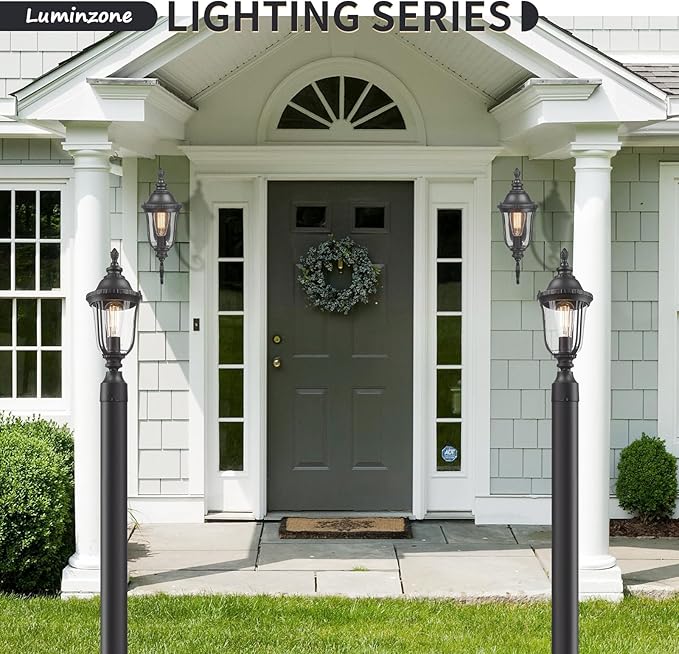 Outdoor Light Fixtures Wall Mounted Black Porch Sconces Clear Glass Shades E26 Sockets Exterior Weatherproof Lanterns Modern Porch Lights Wall Mount Outside Lights for House, Patio, Doorway