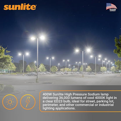 Sunlite 03663 MH400/U/MOG M59 Metal Halide Lamp, 400 Watts, Mogul Base (E39), ED37, 12,000 Hour Life Span, 36000 Lumen, Clear Finish, 4000K