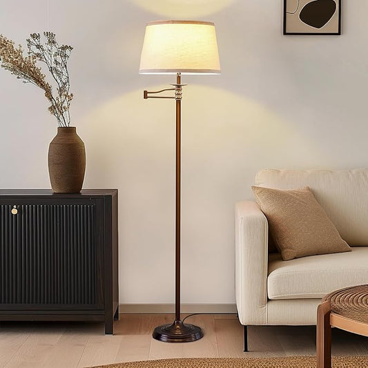Brightech Caden LED Floor Lamp - Tall Standing Lamp with Swing Arm for Living Rooms & Offices - Industrial Bronze