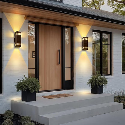 2-Pack Bronze Dusk to Dawn Outdoor Lights, Wall Light Wtih LED Bulbs, Modern Up Down Lights Outdoor, IP65 Waterproof Exterior Lighting Fixtures, Outside Lights for House for Porch, Garage