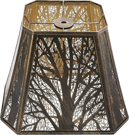 ALUCSET Metal Lamp Shade, Bell (5+6.5) " Top x (8+12)" Bottom x 10" High Medium Lampshade Replacement for Table Lamps and Floor Lamp Antique Bronze and Gold, Cut Corner Spider Fitter