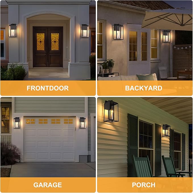 𝟏𝟖𝐈𝐍 Large Outdoor Wall Lights, Modern Exterior Lighting Fixtures with White E12 Base, Wall Mount Lantern Waterproof Outside Sconce for House Porch Patio Yard Front Door