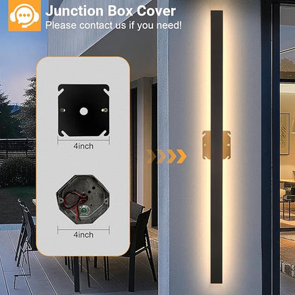Porch Wall Lights 92.5Inch Black Outdoor Wall Light 3000K Modern Waterproof Anti Rust Exterior Wall Sconces Long LED Linear Exterior Lighting Fixtures for Patio Garage Swimming Pools