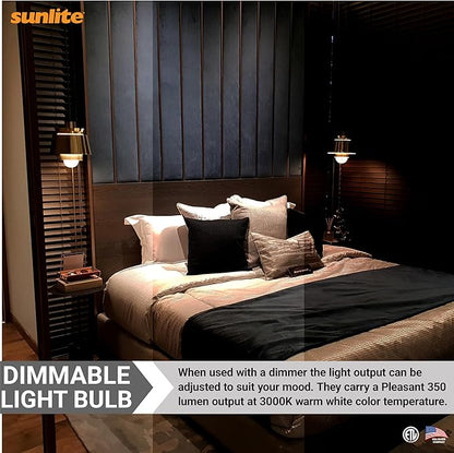 Sunlite G16.5 Light Bulb LED, 5 Watts (40W Equiv.), 350 Lumens, Dimmable, Type G Globe Shape E12 Candelabra Base, Short Bulbs, Vanity Mirror Bulbs, 3000K Warm White, Clear, 6 Count