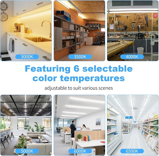 JESLED T8 Dimmable LED Tube Lights with Remote, Type B, 3200LM, 24W, 6 Colors 3000K | 3500K | 4000K | 5000K | 6000K | 6500K, 4 Foot Fluorescent Bulbs Replacement, Ballast Bypass, Dual-Ended, 4-Pack