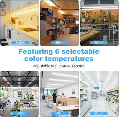 JESLED T8 Dimmable LED Tube Lights with Remote, Type B, 3200LM, 24W, 6 Colors 3000K | 3500K | 4000K | 5000K | 6000K | 6500K, 4 Foot Fluorescent Bulbs Replacement, Ballast Bypass, Dual-Ended, 4-Pack