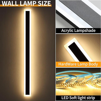 Mikeru Upgraded Widened 2pack 71inch Long Led Wall Light Fixtures, 10%-100% Dimmable Outdoor Wall Lights Exterior Front Porch Light 3000-6000k Outdoor Light Fixtures Wall Mount for Basement, Garage