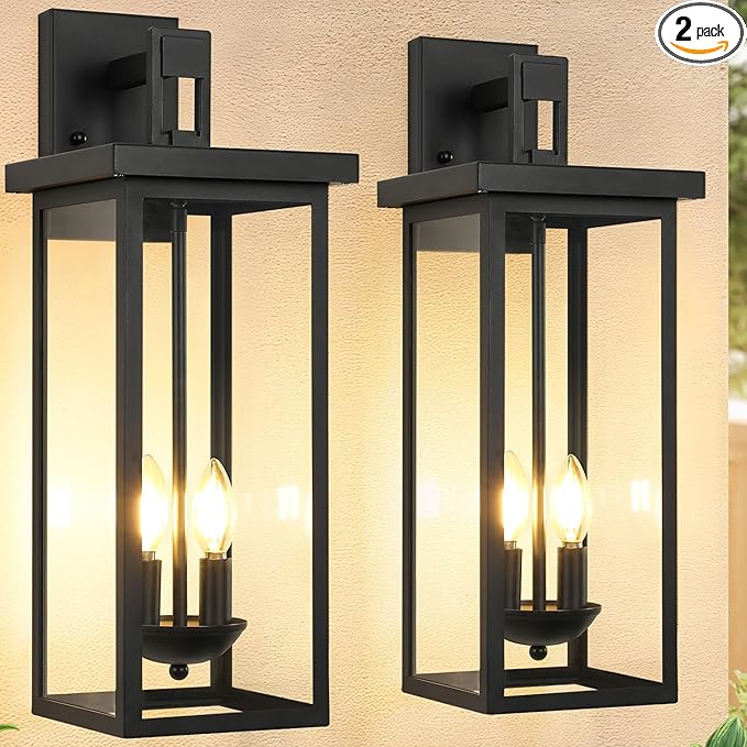 22 Inch Large Black Outdoor Wall Lights Exterior Lighting Fixtures,Outside Lights for House,Front Porch Light,Waterproof Outdoor Wall Sconce Light Carriage Exterior Lights,E12 Base*2
