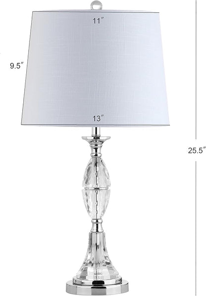 JONATHAN Y JYL2041A-SET2 Set of 2 Table Lamps Reid 25.5" Crystal LED Table Lamp French Country Bedside Desk Nightstand Lamp for Bedroom Living Room Office College Bookcase LED Bulbs Included, Clear