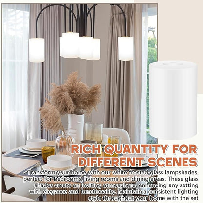 3 Pcs White Frosted Glass Shade Replacements for Pendant Light Fixtures Glass Lamp Shade Cover, 1-5/8 Inch Fitter E26 Base, 4"w x 6"h, Replacement Lamp Globe for Chandelier Wall Sconce