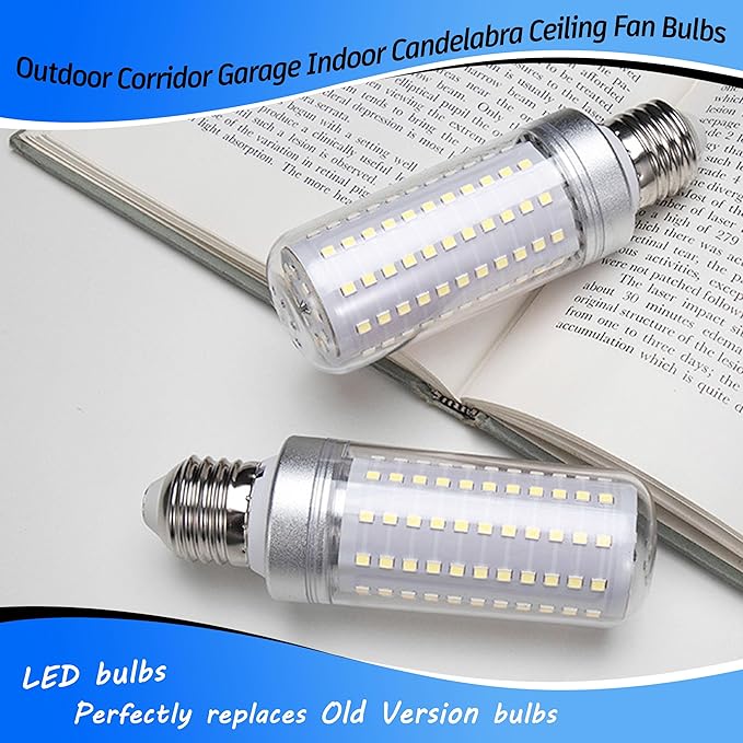 1.57 x 4.92 inch Big E26 LED Bulbs 15W LED Corn Light Bulbs 150 Watt Equivalent 2000 Lumen 6000K Daylight White for Outdoor Home attic Corridor Garage Warehouse Candelabra Ceiling Fan LED Bulbs,2Pack
