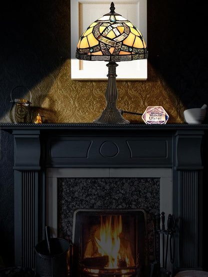 KY&BOSAM Tiffany Table Lamps Irish Celtic17500 Lumens UL Style Light Stained Glass Lamp Shade +E26 Bulb Holder+ Metal Base 8*8*14Inch Family Bedroom Living Room Office Memory St Patrick's Day Decor
