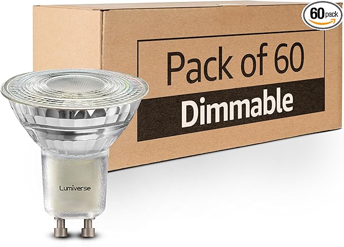 Lumiverse 60 Pack GU10 LED Bulbs, Dimmable, 5000K Daylight White, 5.5W 500lm [50W Equivalent], Par16 Led Bulbs for Track Lighting, 40° Beam Angle, ampoule led, UL Listed