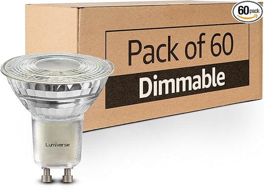Lumiverse 60 Pack GU10 LED Bulbs, Dimmable, 5000K Daylight White, 5.5W 500lm [50W Equivalent], Par16 Led Bulbs for Track Lighting, 40° Beam Angle, ampoule led, UL Listed