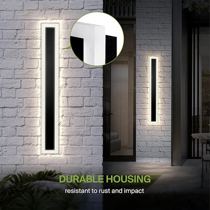 ASD LED 48" Long Wall Mount Light Fixture, Outdoor & Indoor Linear Sconce | 3CCT, Dimmable, Waterproof, Anti-Rust, ETL Listed | 36W 2980LM 3000-5000K 100-277V | Exterior Porch Lighting | Black
