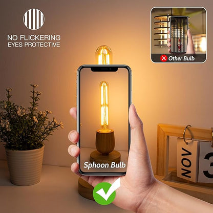 Tubular Light Bulb 7.3 Inch Dimmable T10 LED Bulb E26 6W 60 Watts Edison Bulbs Amber 2200K Warm White,185mm Long for Wall Sconces, Pendant, Livingroom, 4-Pack
