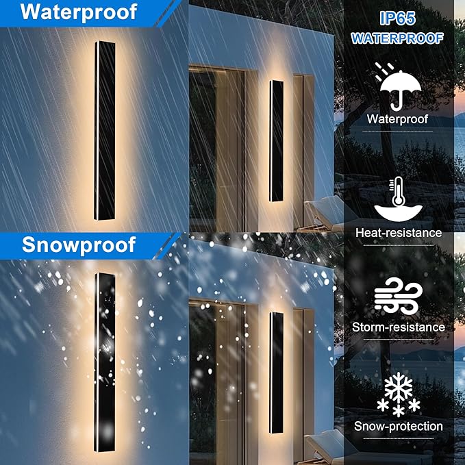 2PCS 40in Long LED Outdoor Wall Lights Dimmable Outdoor Wall Sconce 30W LED Linear Exterior Light Fixture for House Garage Courtyard, 3000K-6000k, Suit for US Standard Junction Box