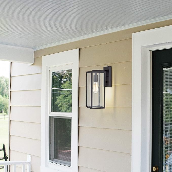 MICSIU Dusk to Dawn Outdoor Wall Sconce 2 Pack, 14.5 Inch Black Exterior Wall Mount Light Fixtures, Farmhouse Outside Lights for House, Garage, Porch, Patio, Yard, Hallway