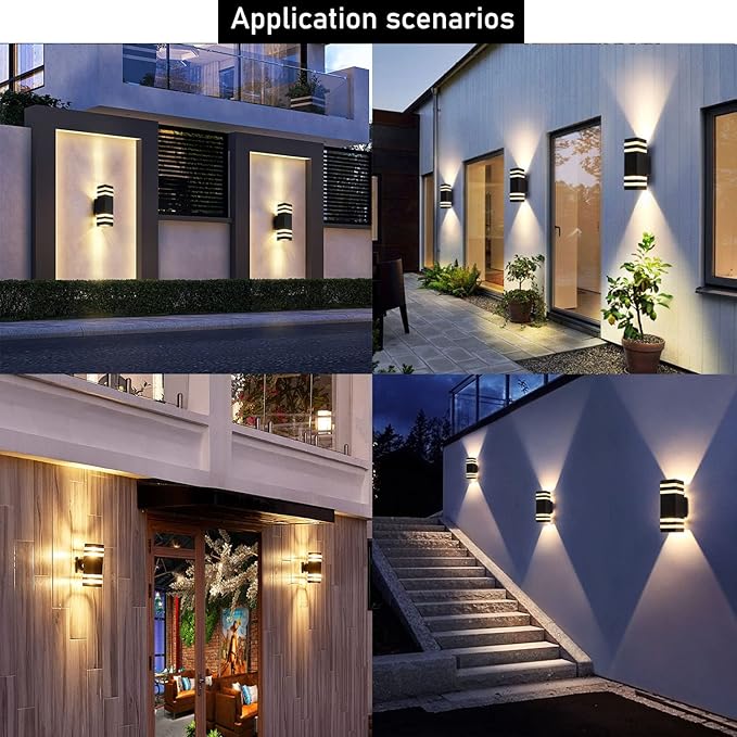 6Pack 12inch LED Square Up&Down Outdoor Wall Lights,4000K Day White 14W Outdoor Wall Light Aluminum Body Waterproof IP65 led Porch Wall Light for House Patio Garage Garden