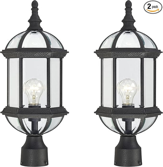 Nuvo 60/4976/02 Boxwood Outdoor Lantern Post Light, Textured Black, 2 Pack