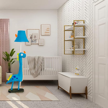Kids Floor Lamp, Blue Dinosaur Design 50 Inch Modern Floor Lamp for Bedroom, Hand-Stitched Toy Standing Lamp for Living Room, Package Come with an E26 LED Bulb